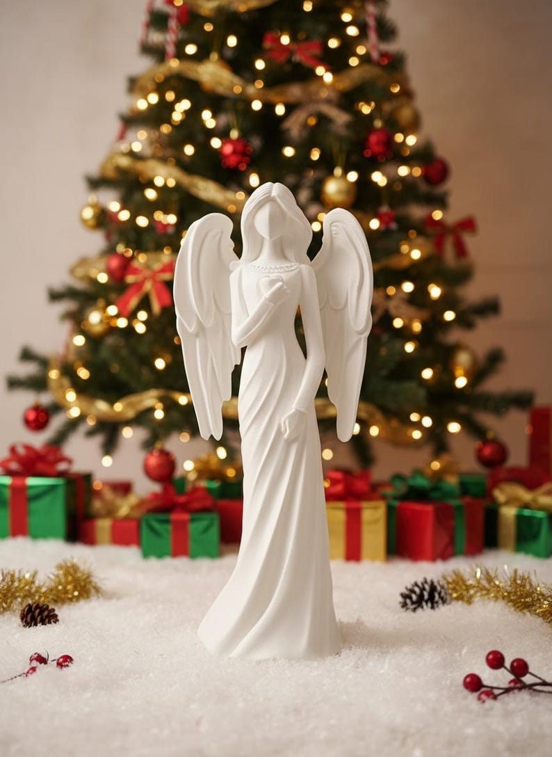 Angel Statue – Elegant White Guardian Angel | Faith Home Decor | Christmas Decor image 3