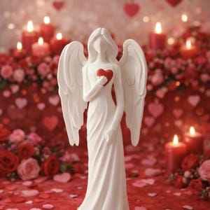 Angel Statue – Elegant White Guardian Angel | Faith Home Decor | Christmas Decor image 2