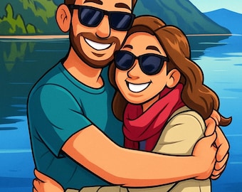 Personalized Pixar Style Couple Portrait – Romantic Digital Gift for Anniversary or Valentine's Day