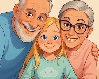 Cartoon Style Family Portrait – Christmas or Birthday Gift