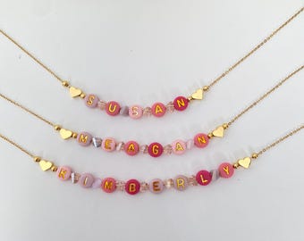 colorful custom name necklace for toddlers, name necklace for little girls, birthday gift for kids, party favors for girls, flower girl gift