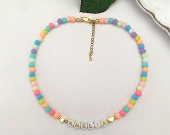 Custom Beaded Name Necklace for kids, Colorful Beads Name Necklace, Girls Birthday Gift, Little Girl Christmas gift, gift ideas for toddler