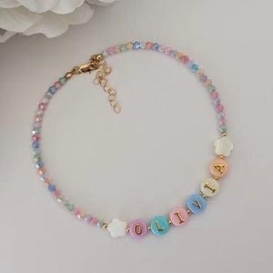 Colorful beaded necklace for kids, name necklace for toddlers, colorful gift for kids, little girl birthday gift, Christmas gift for girls image 5