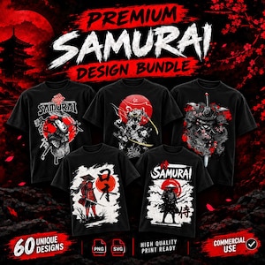 Japanskt samurajdesignpaket | Krigarkonst, bläckstil (PNG, SVG)