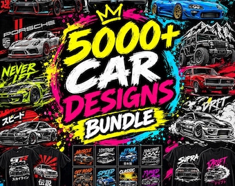 5000+ Car T Shirt Design Bundle, JDM Racing Car PNG SVG Bundle, Muscle Car Graphics, Automotive Designs, Commercial Use, Digital Download