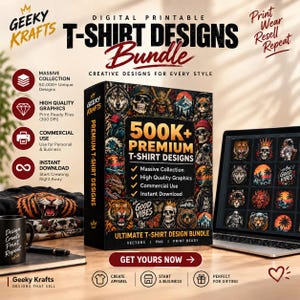 Pacchetto di oltre 500.000 design per magliette / Streetwear anime / Design PNG e SVG in stile cartone animato / Download digitale