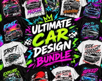Ultimate Car T-Shirt Designs Bundle, JDM Racing, Muscle Car Graphics (Digital Download)