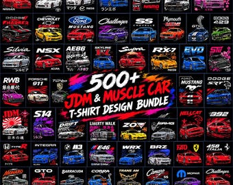 500+ Car T Shirt Design Bundle, JDM Racing Car PNG SVG Bundle, Muscle Car Graphics, Automotive Designs, Commercial Use, Digital Download
