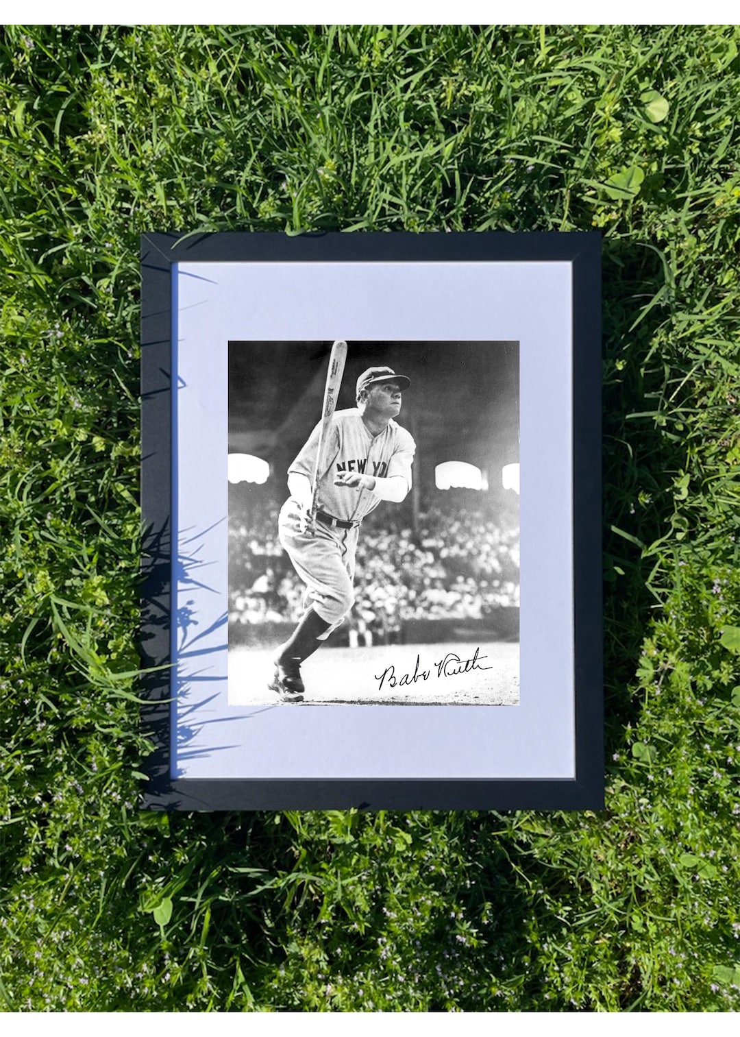 Babe Ruth 8x10 Photo Print Featuring A Reprint Autograph Framed or ...