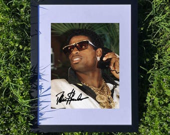 Reimpresión firmada por Deion Sanders, campeón del Salón de la Fama dos veces del Super Bowl e ícono deportivo dos veces, foto de 8 x 10