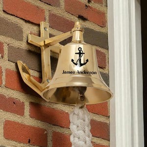Personalized Brass Anchor Doorbell Engraved Nautical Wall Hanging Bell
