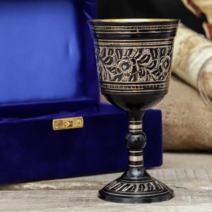 Handmade Brass Chalice Goblet Engraved gold Gothic Wine Goblet Personalized Communion Cup Medieval Decor Party KitchenWare Anniversary Gift