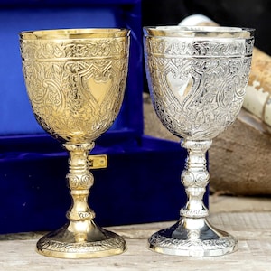 Personalisierter Messing Kelch Kelch Goblet Kelch Kelch Kommunion Tasse Handgemachtes Weinglas Original Geschenk Box Jahrestag Hochzeit Geburtstagsgeschenk