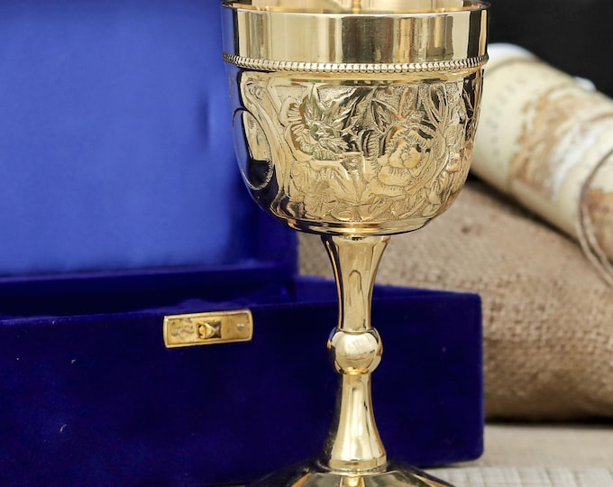 Personalized Brass Chalice goblet | Engraved Gothic goblet | Medieval wine goblets for Wedding & Anniversary Gift