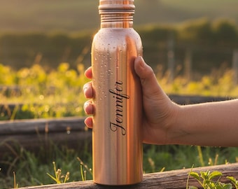 Personalized Copper Water Bottle | 1L Ayurvedic Flask, Eco-Friendly Gift