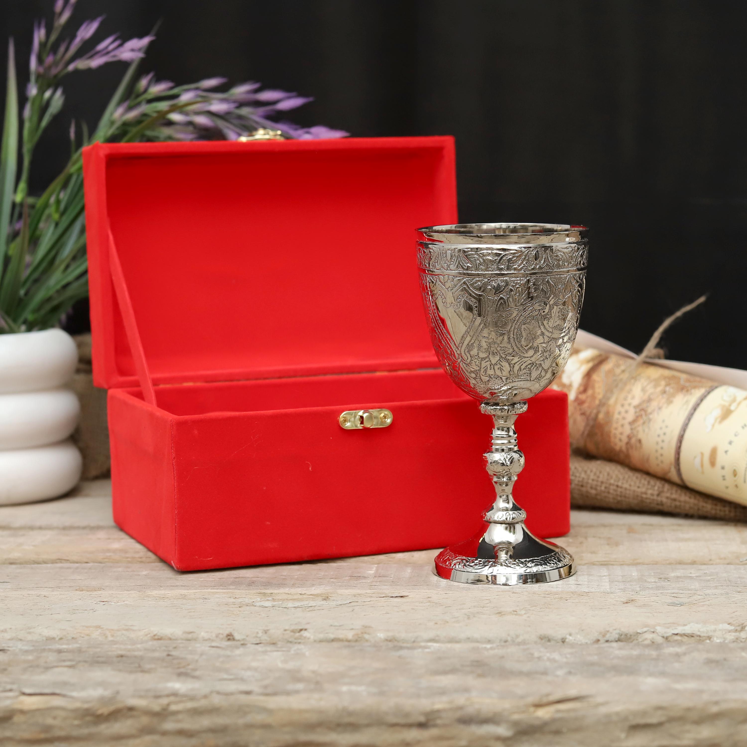 Personalized Engraved Silver Goblet Chalice | Floral Design Medieval ...