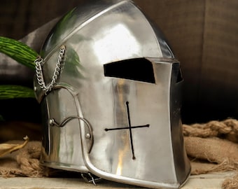 Medieval Knight Barbuta Helmet | Handcrafted Steel Crusader Armor