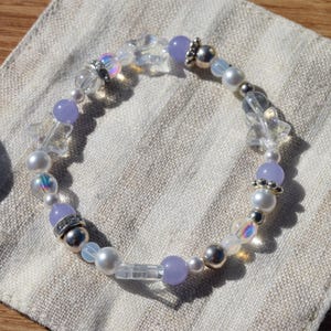 Purple Space Star Bracelet | Y2K, pearl, heart, handmade, iridescent, gift