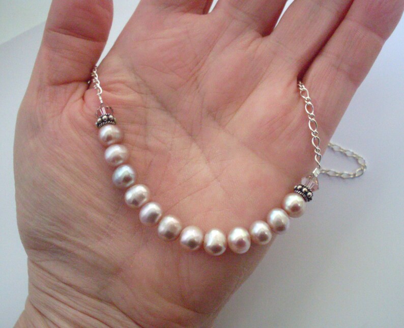Pearl Strand Chain Necklace, Mauve Pink Freshwater Pearl Necklace