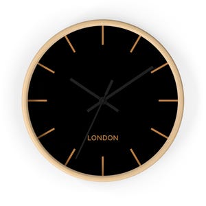 London World Map Wall Clock – Vintage Travel Timepiece, Wood Frame Decor