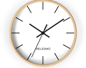 Helsinki World Map Wall Clock: Vintage Travel Timepiece