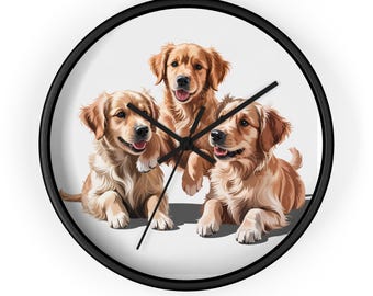 Golden Retriever Puppy Wall Clock, Dog Mom Gift