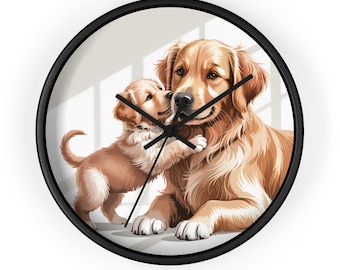 Golden Retriever Puppy Wall Clock, Dog Mom Gift