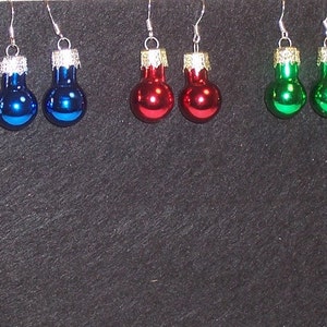 Petite Mini Glass Ball Christmas Ornament Holiday Earrings