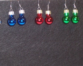 Petite Mini Glass Ball Christmas Ornament Holiday Earrings