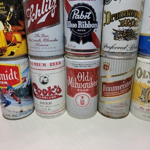 Vintage Empty Beer Can Lot (10): 60s-80s Breweriana Decor