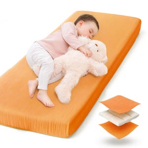 Daycare Toddler Cot Sheet With Padding - Muslin Cotton Fitted Sheet for Kids Nap Mat | Soft Cozy Bedding for Children&#39;s In Preschool,  40x23