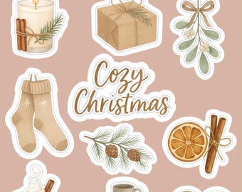 Cozy Christmas Sticker Pack: Neutral Winter Planner Stickers (10 pc)