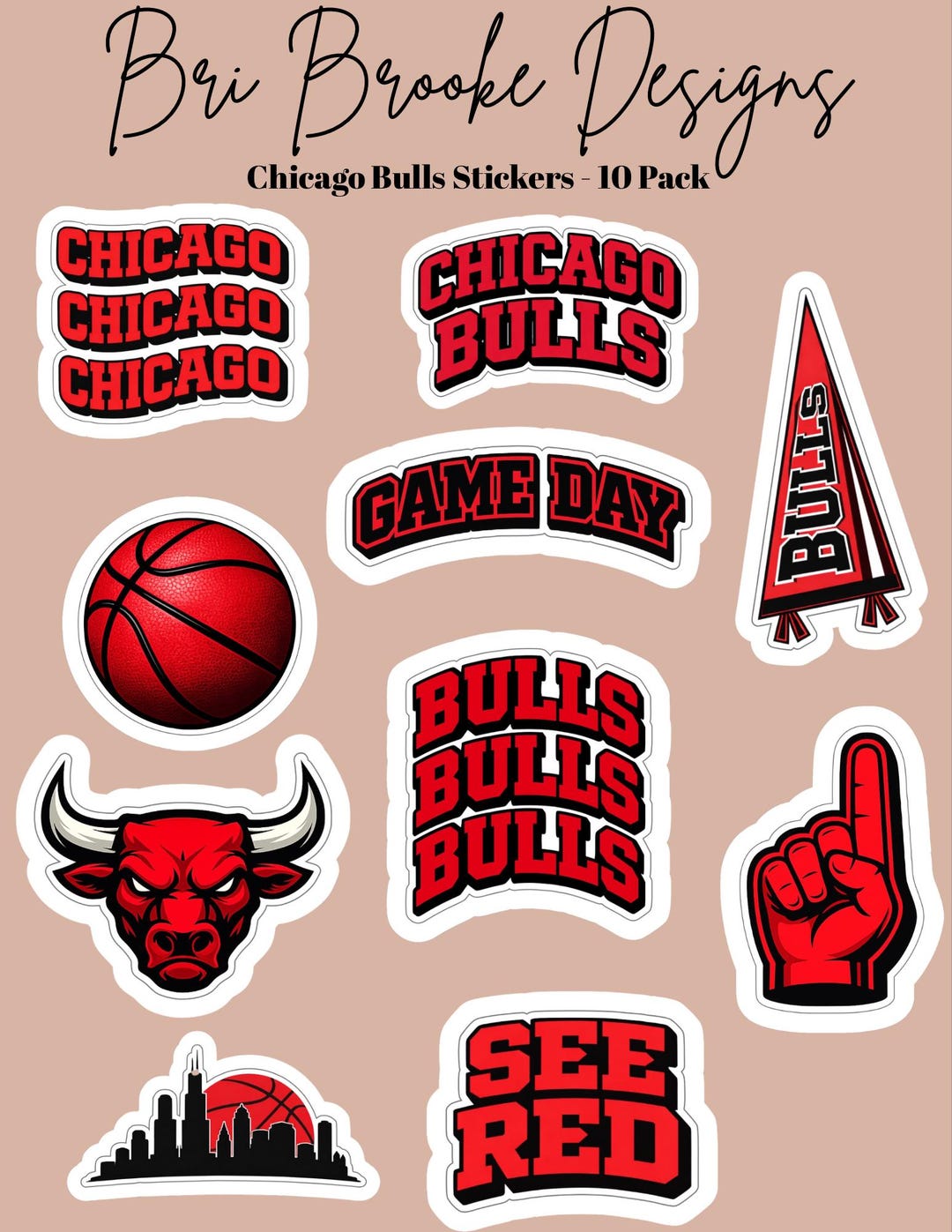 Chicago Bulls Sticker Pack – Red & Black Basketball Vinyl Decals - Etsy