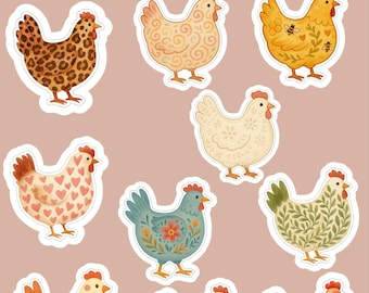 Chicken Sticker Pack: Waterproof Vinyl Decals (10-Pack)