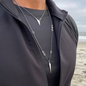 Sterling Silver Pendant Necklace for Men Women, Short / Long Mens Necklace Chain w/ Pendant, Layered Necklace Set, Boyfriend Gift, Mens Gift