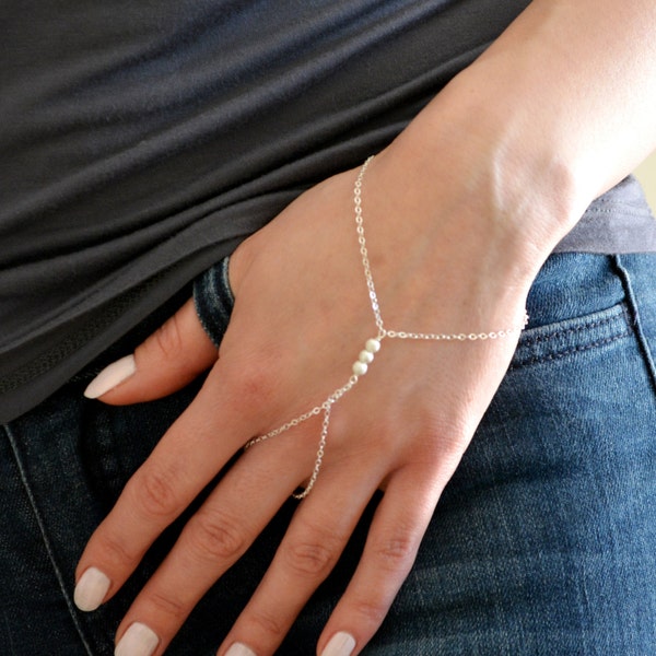 Sterling Silver finger bracelet, hand chain harness, slave bracelet, delicate bracelet, dainty sterling silver boho jewelry, gift for her