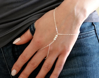 Sterling Silver finger bracelet, hand chain harness, slave bracelet, delicate bracelet, dainty sterling silver boho jewelry, gift for her
