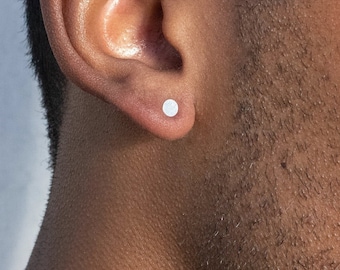 Mens Earrings - Dot Stud Earrings, Silver stud earrings, gold stud earrings, single stud earring, tiny stud earrings 4 mm