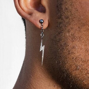 Mens dangle earrings lightning bolt top