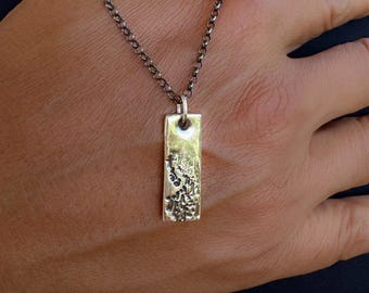 Men's Necklace Terra Pulse Tag Pendant Handmade in Fine Silver .999