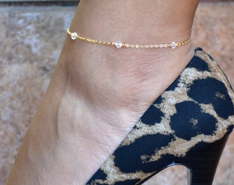 Anklet XL Bracelet Real 18K Yellow Gold Filled Solid Ladies Strand Design 25cm 
