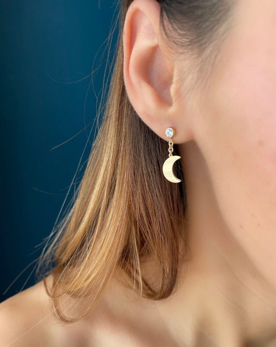 Half moon diamond earrings sale