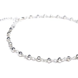 Sterling Silver Anklet, Ankle Bracelet for Women, Handmade Anklet Beaded with Silver Plated Pyrite Gemstones, Boho Jewelry Gift for her image 2