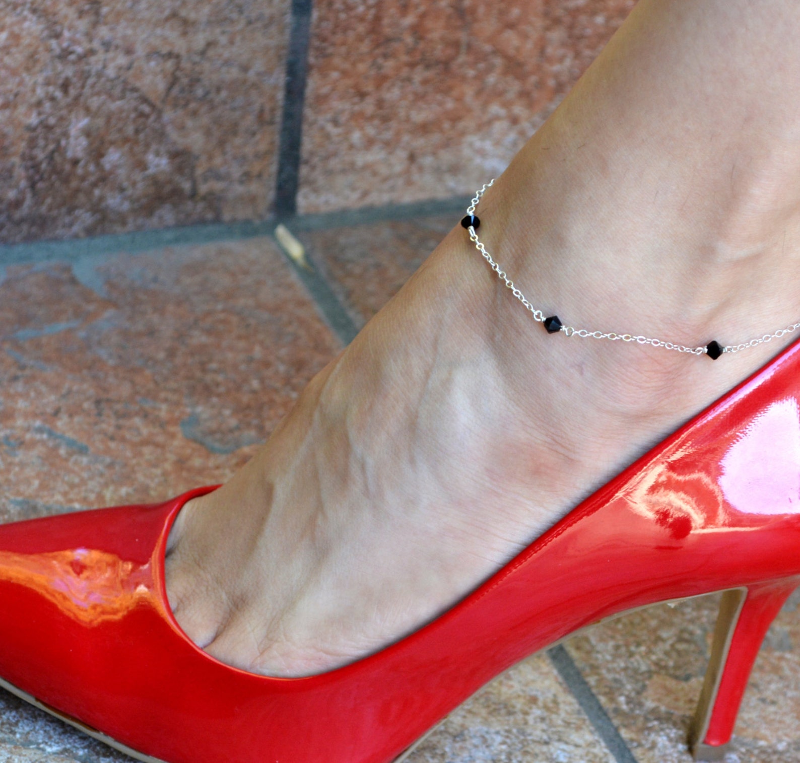 Sterling Silver Anklet Beaded With Swarovski Crystals Choose - Etsy