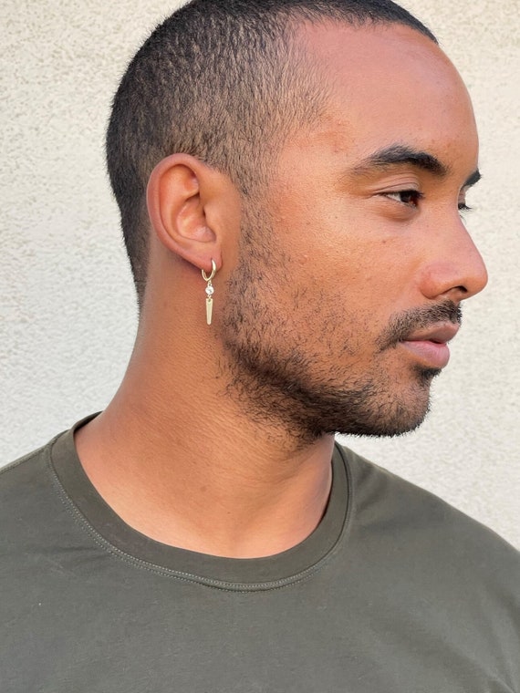 Real Gold Nugget Earrings Stud for Men in 18k gold