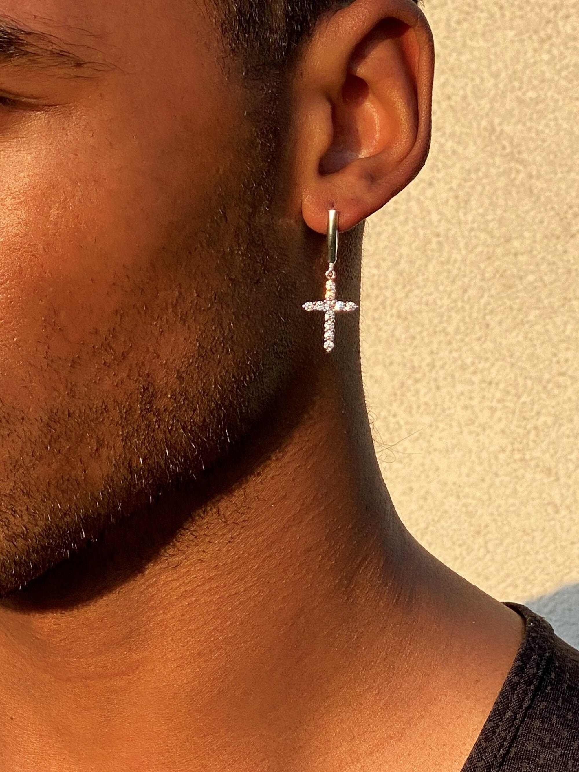 Dangle Cross Earrings in Sterling Silver With CZ Diamonds Etsy