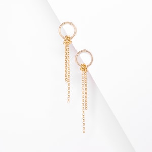 Gold Filled Earrings, Chain Earrings Dangle, Minimalist Earrings, Gold Filled Drop Chain Earrings, Dainty Minimal Post Earrings