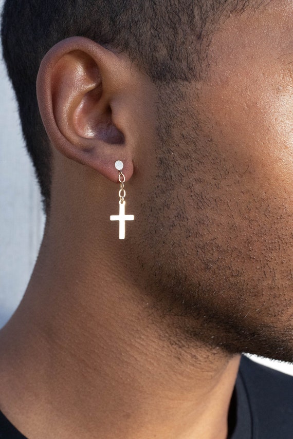 BadPiggies Men's Hypoallergenic Stainless Steel Cross Earrings Drop Dangle  Hoop Cross Pendant Earring (Black) - Walmart.com