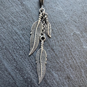 Silver Feather Pendant Handmade Sterling Silver Bright / Oxidized, Boho Pendant, Western Pendant Necklace Jewelry Gift for Her, Gift for Him