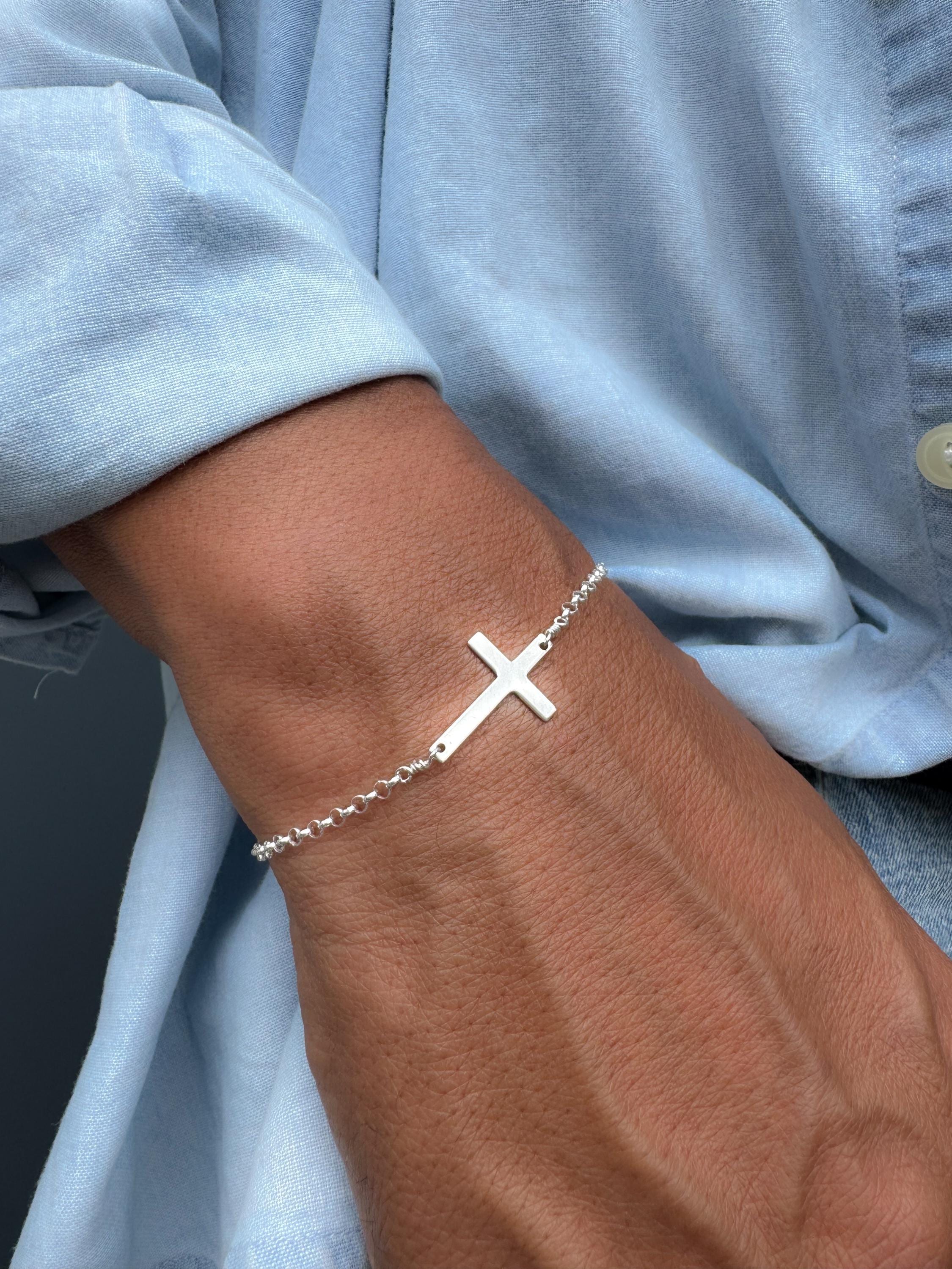 Pulsera De Cruz De San Benito Con Zirconia Plata Ley .925 M1 | Meses Sin Interés